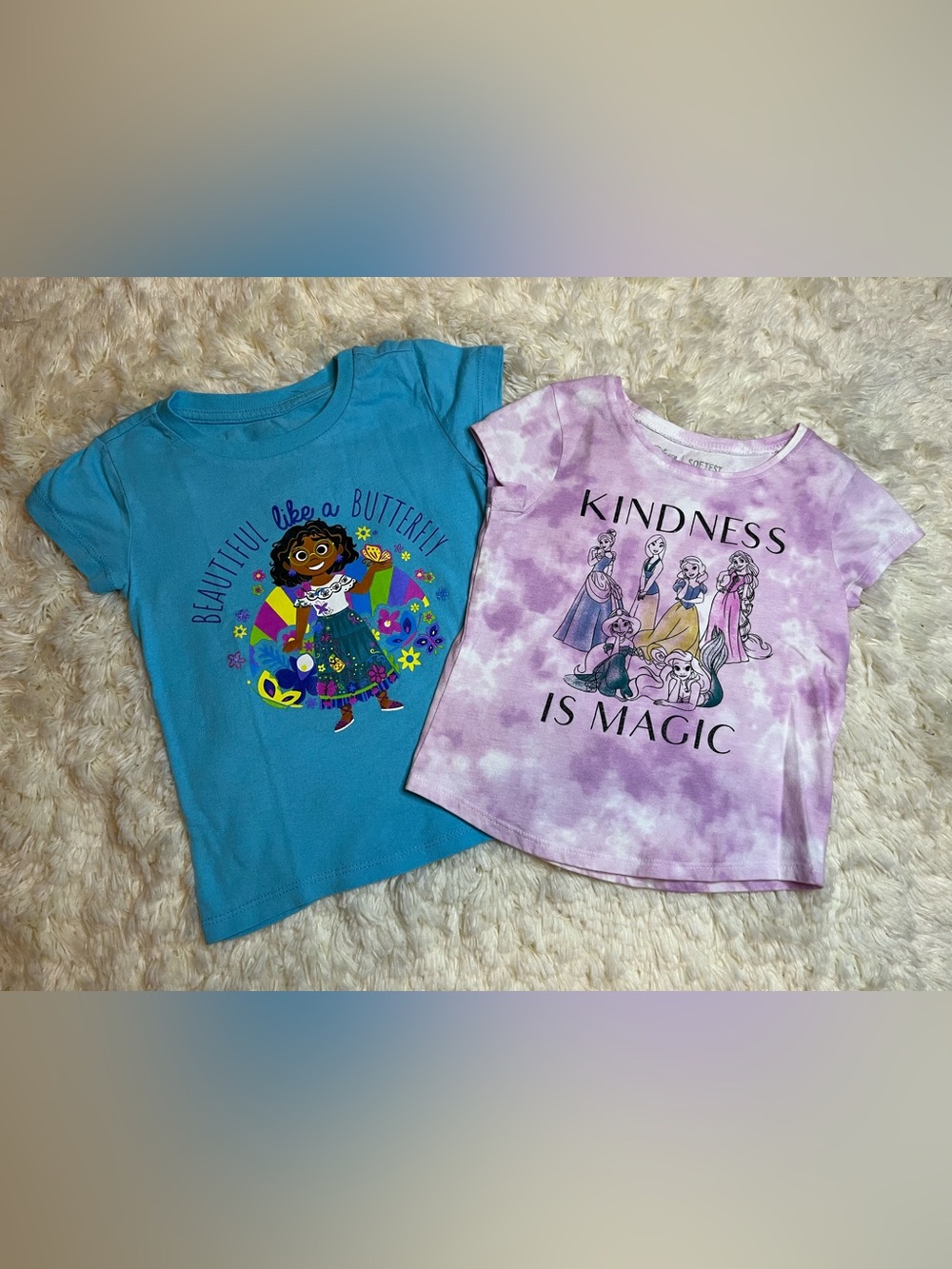 Lot of 2 Disney Girls Size 4T Short Sleeve Tees Encanto & Disney Princess